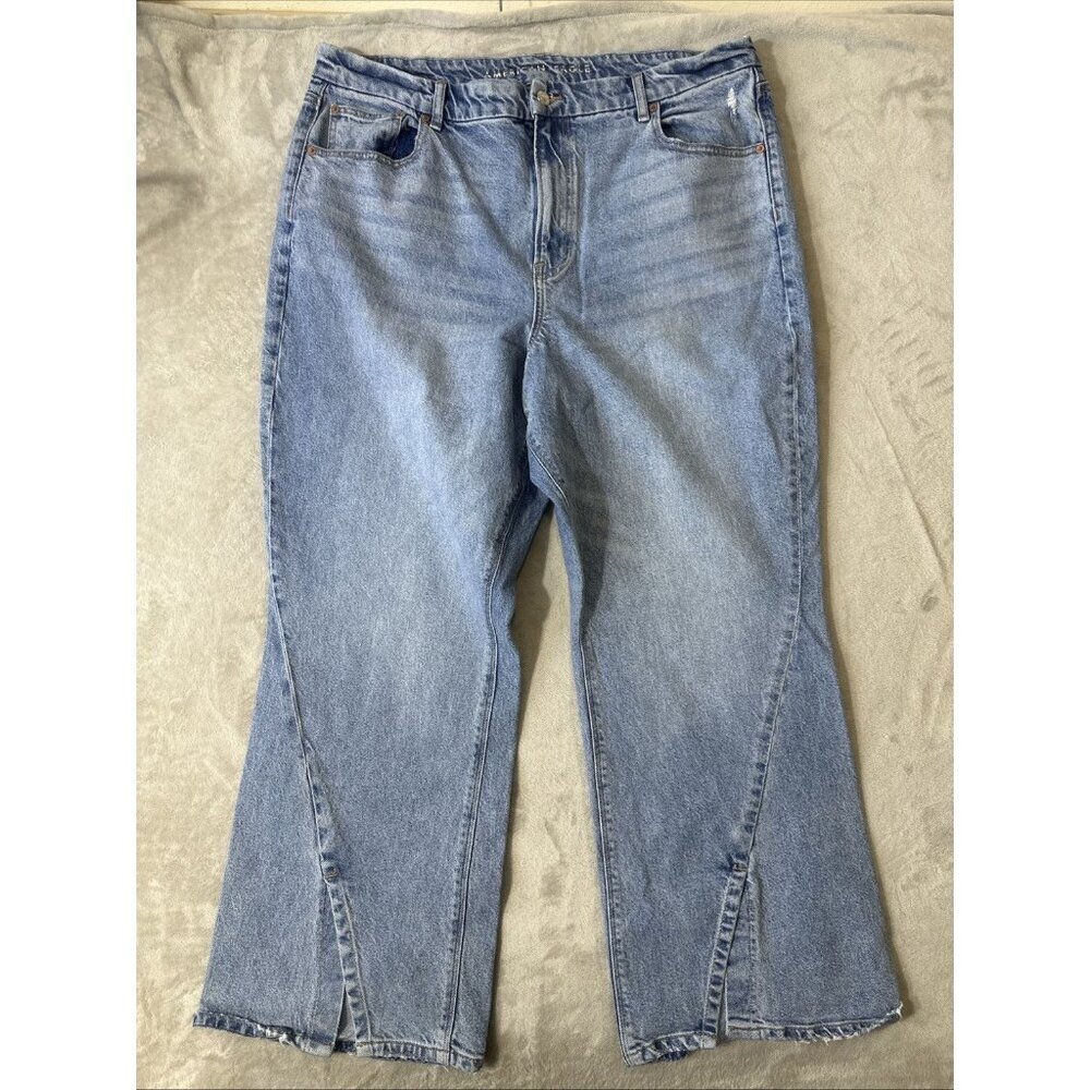 American Eagle Curvy Bootcut Jeans Size 20 Regular Light Wash Split Hem Stretch